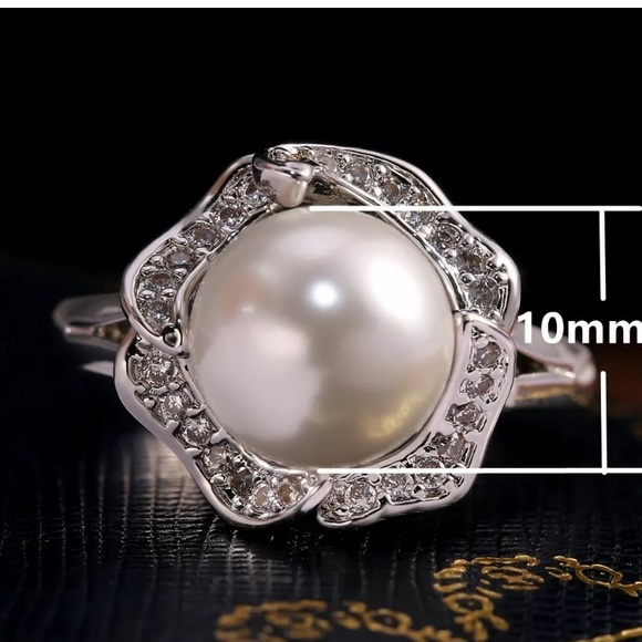 Gorgeous Women White Pearl Silver Ring S925 - Picture 4 of 6